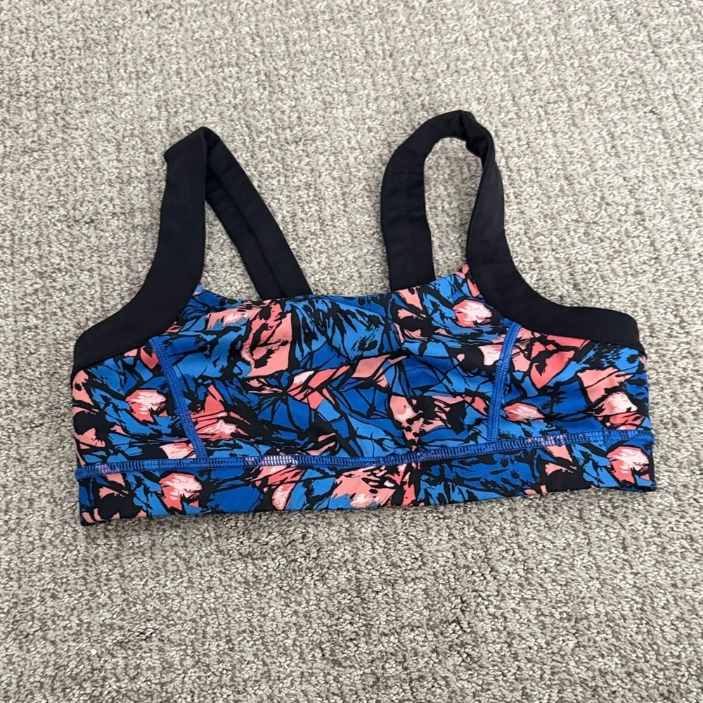 lululemon athletica Blue & Pink Floral Print Sports Bra